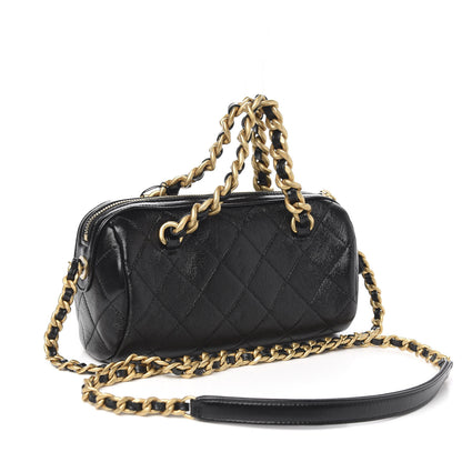 Chanel Shiny Lambskin Quilted Small Fashion Therapy Bowling Bag Black 2 of 10