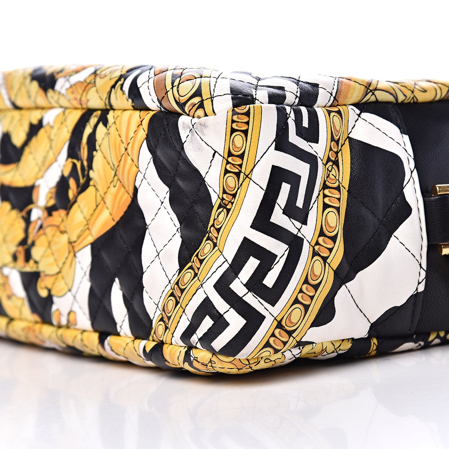 Nappa Quilted Barocco Print Small Camera Bag Black