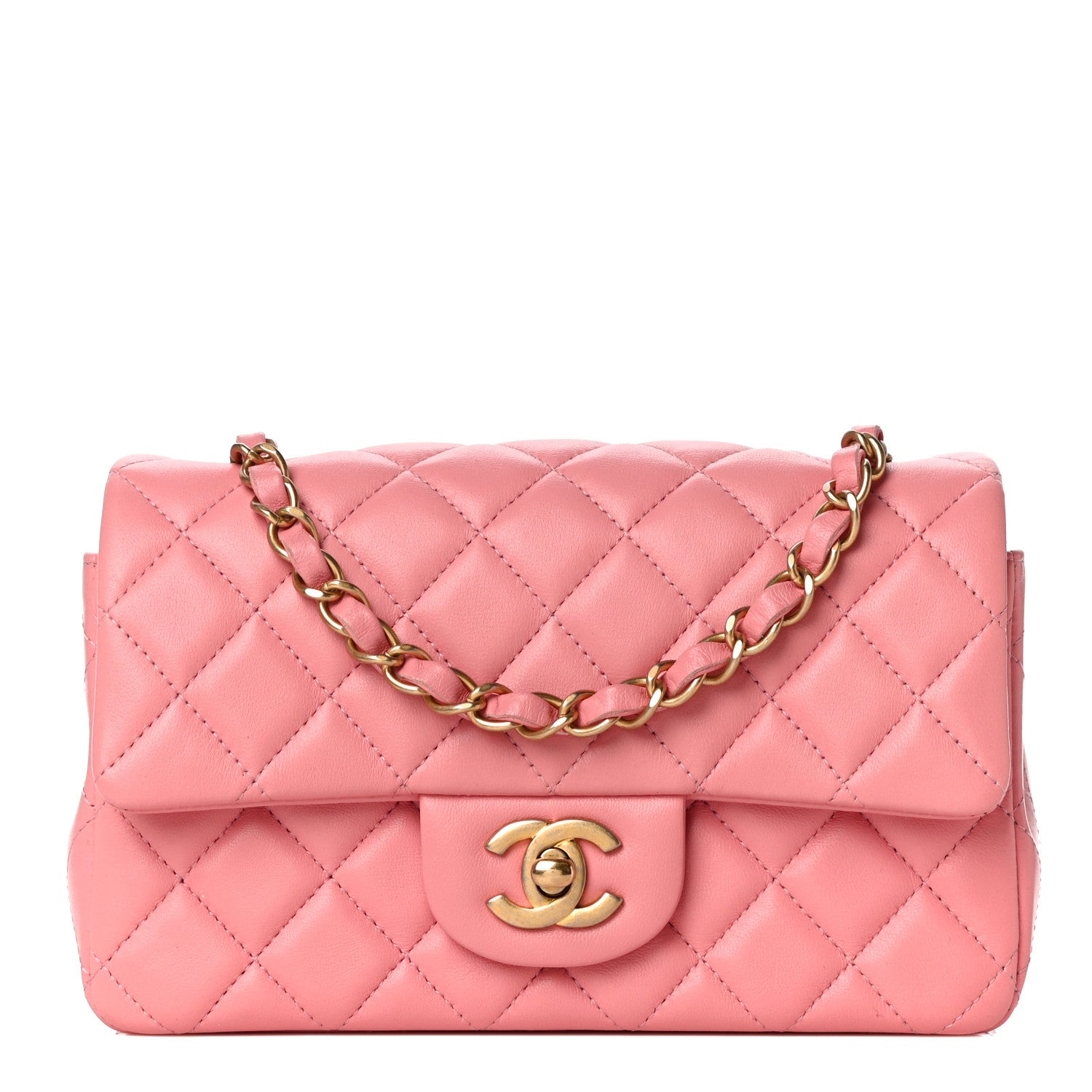 Chanel Lambskin Quilted Mini Rectangular Flap Pink 1 of 10