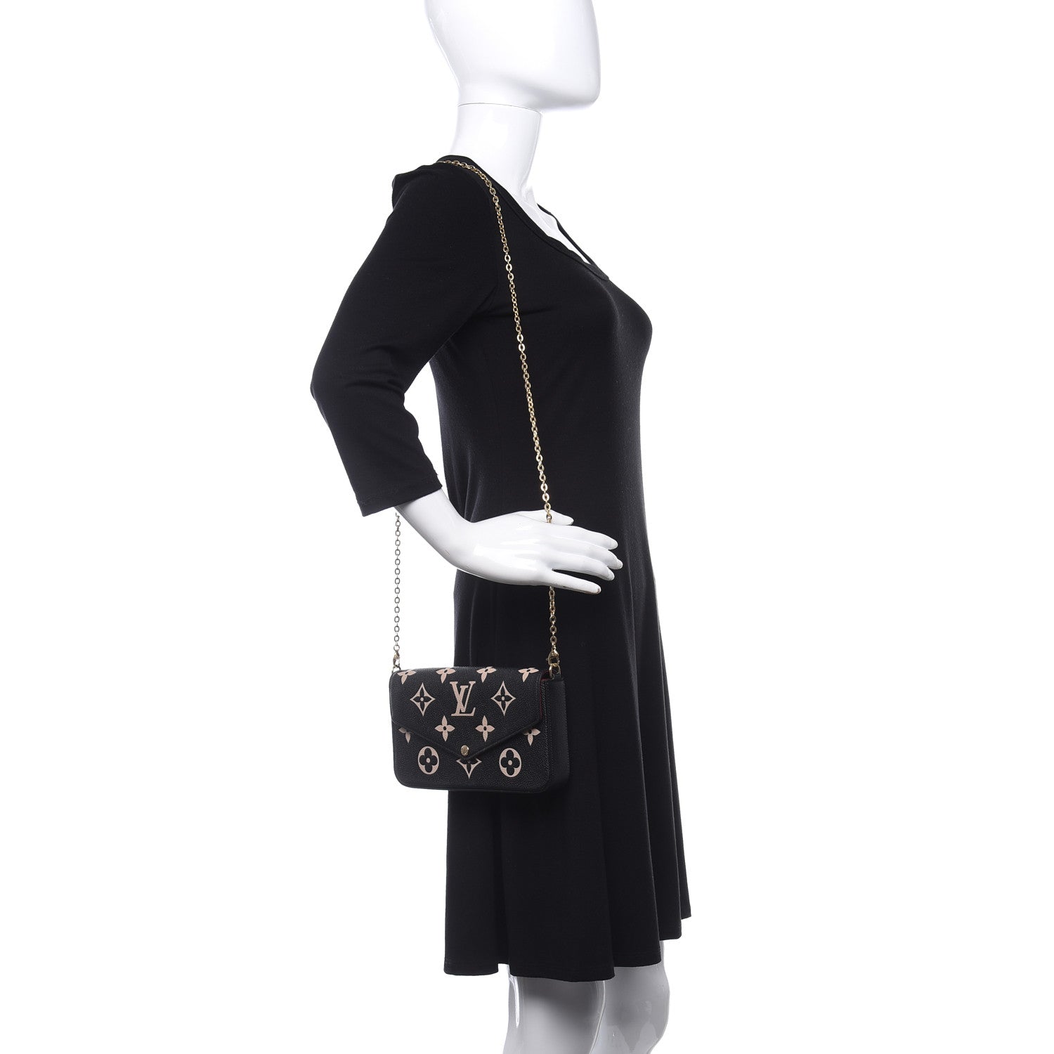 Louis Vuitton Empreinte Monogram Giant Felicie Pochette Black Beige 2 of 11