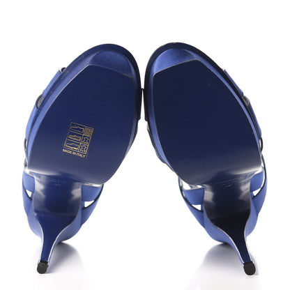 Saint Laurent Satin Tribute 105 Platform Sandals 39 Blue 8 of 10