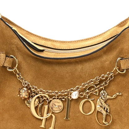 Chloe Suede Charms Hobo Bag Gold Khaki 7 of 9