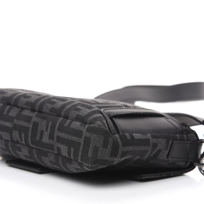Fendi Recycled Fabric Jacquard Vitello Grace FF 1974 Belt Baguette Bag Asfalto Black 9 of 9