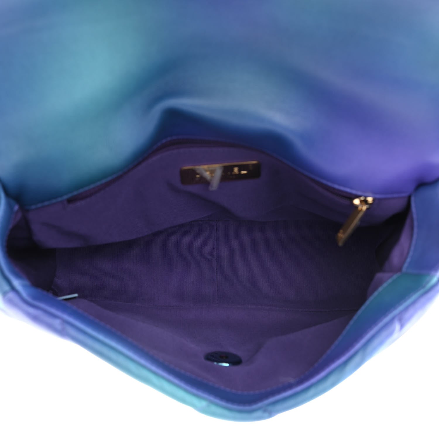 Chanel Tie Dye Calfskin Quilted Medium Chanel 19 Flap Blue Purple 5 of 9