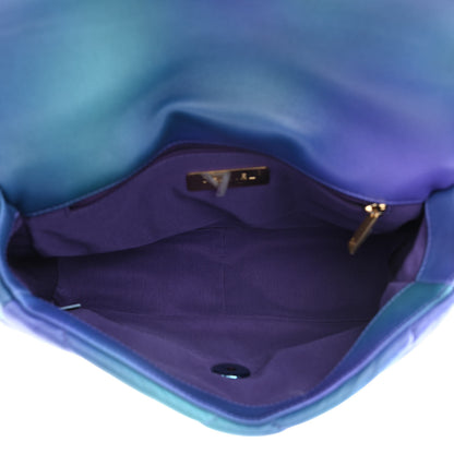 Chanel Tie Dye Calfskin Quilted Medium Chanel 19 Flap Blue Purple 5 of 9