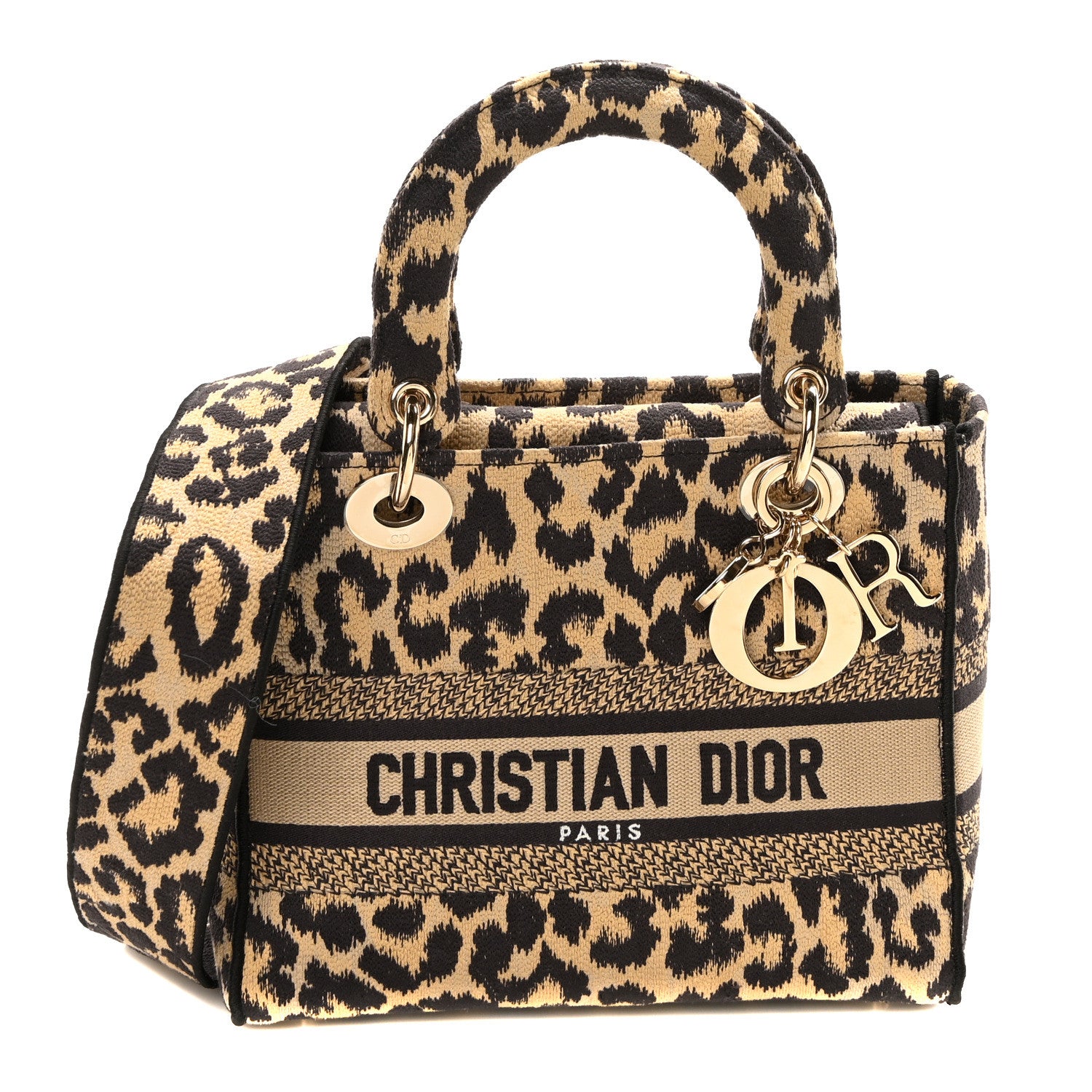 DIOR ミッツァ Christian Dior Canvas Medium Mizza Embroidered Lady D-Lite Beige