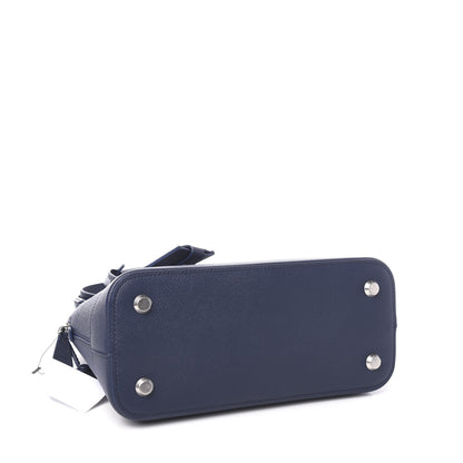 Balenciaga Signature Grained Calfskin Logo S Ville Top Handle Bag Bleu Canopee White 3 of 8