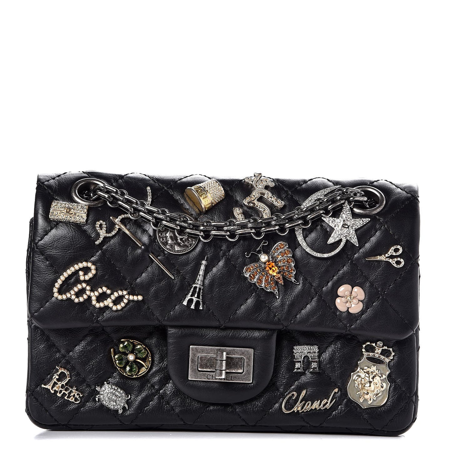 Aged Calfskin Lucky Charms 2.55 Reissue 224 Flap Black