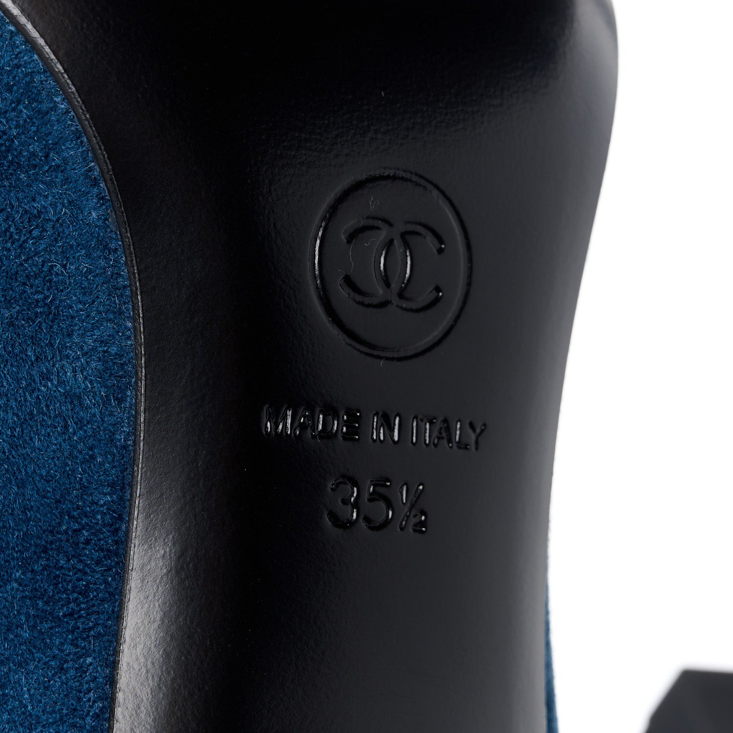 Chanel Suede Calfskin Satin Gabrielle Cap Toe Short Boots 35.5 Royal Blue Black 6 of 10