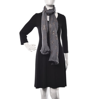Louis Vuitton Wool Silk Logomania Scarf Gris 2 of 5