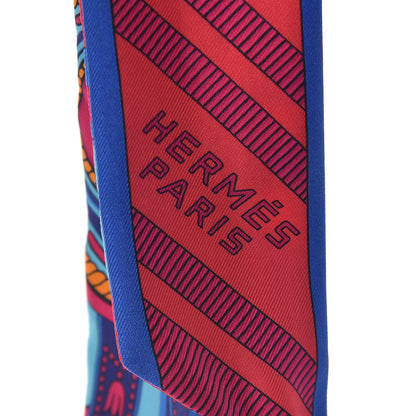 Hermes Silk Balade En Berline Twilly Rouge Fuchsia Turquoise 3 of 6