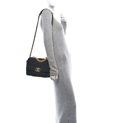 Chanel Tweed Quilted Medium Chanel 19 Flap Black 2 of 10