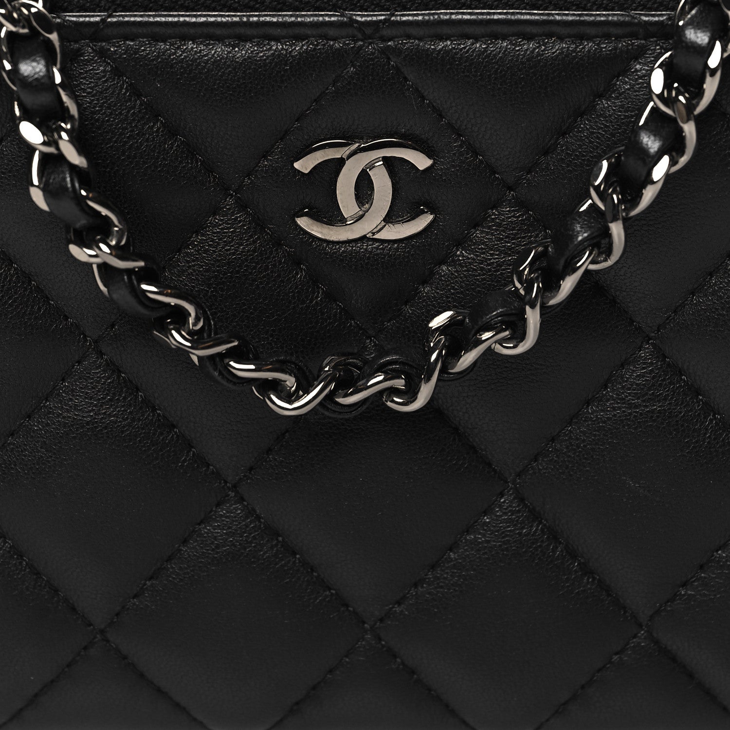 Chanel Lambskin Quilted Small Clutch With Chain Black 11 of 13