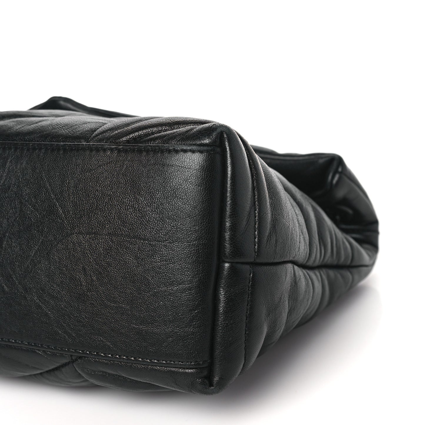 Lambskin Quilted Monogram Monochrome Small Loulou Puffer Chain Satchel Black