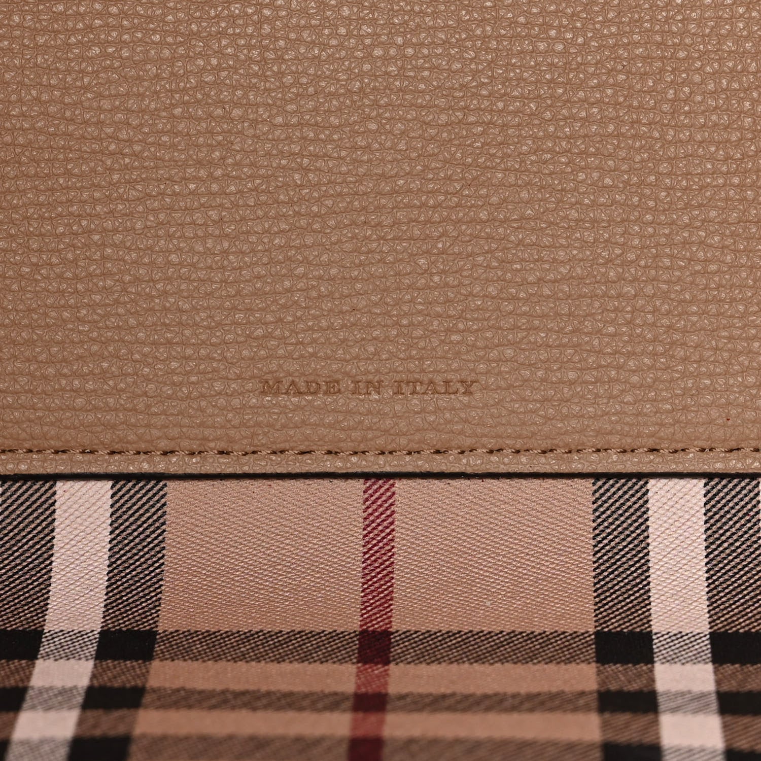 Burberry Grainy Calfskin Haymarket Check Medium Reversible Tote Camel 10 of 16