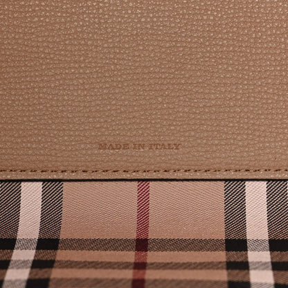 Burberry Grainy Calfskin Haymarket Check Medium Reversible Tote Camel 10 of 16