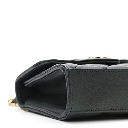 Chanel Iridescent Lambskin Quilted Top Handle Clutch With Chain Dark Green 9 of 11