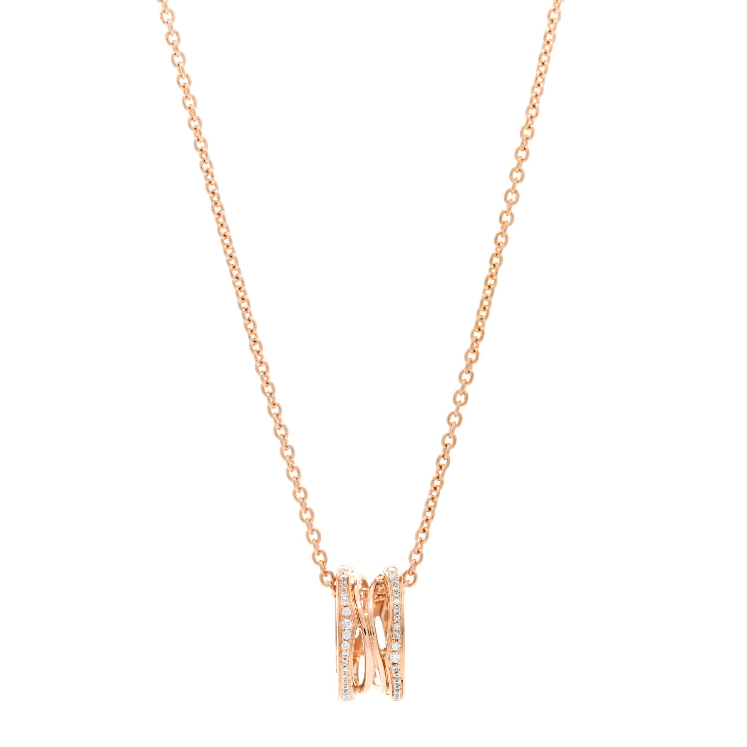 Bulgari 18K Rose Gold Diamond B.Zero1 Open Legends Pendant Necklace 1 of 4
