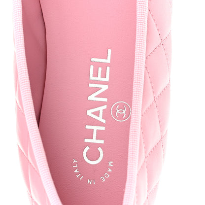 Chanel Lambskin Quilted CC Cap Toe Ballerina Flats 38 Pink Black 7 of 9