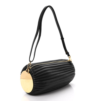 Loewe Lambskin Pleated Bracelet Pouch Shoulder Bag Black 3 of 8