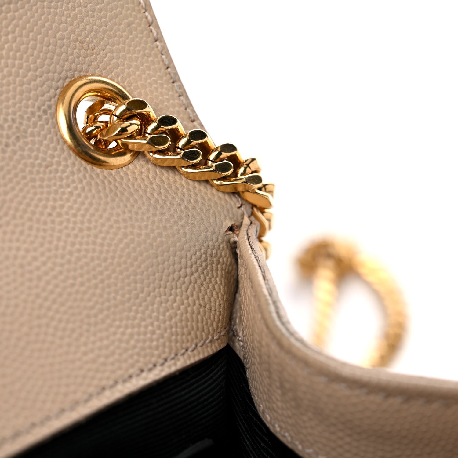 Saint Laurent Grain De Poudre Small Monogram Kate Satchel Dark Beige 17 of 24