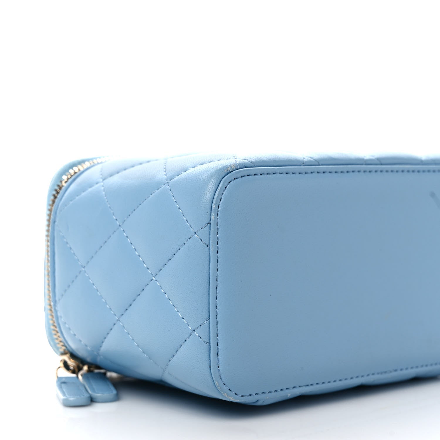 Chanel Lambskin Quilted Pearl Crush Small Vanity Case With Chain Light Blue 8 of 12