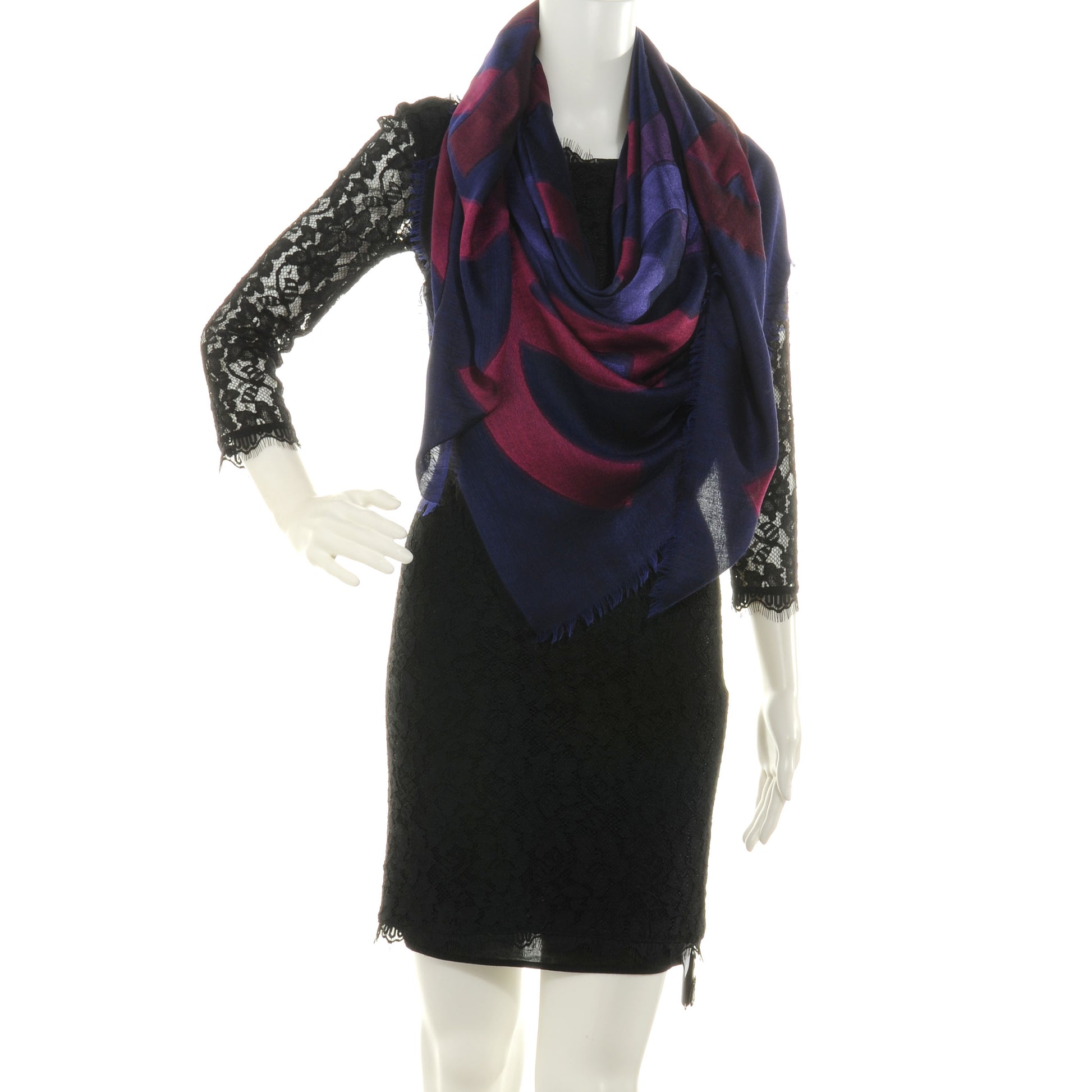 Chanel Cashmere Wool Silk CC Logo Scarf 2 of 5