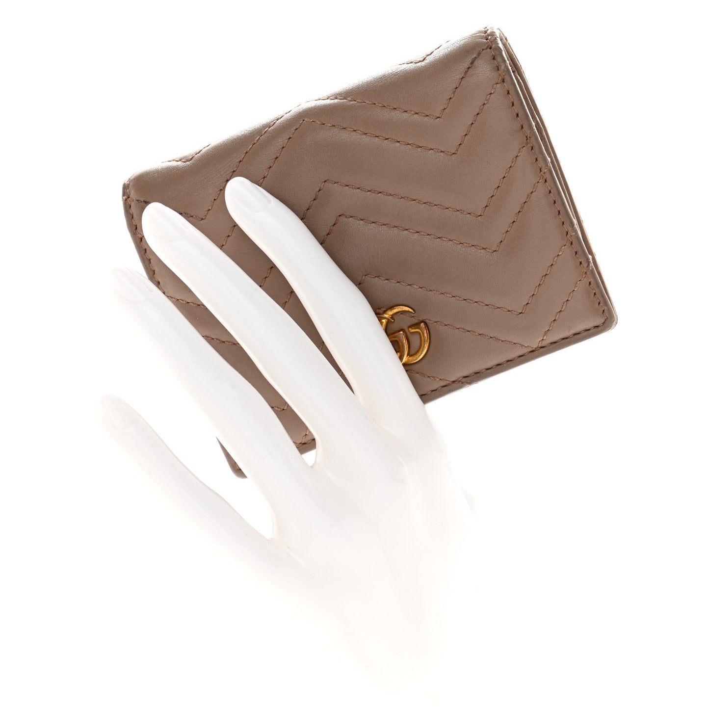 Calfskin Matelasse GG Marmont Card Case Wallet Porcelain Rose