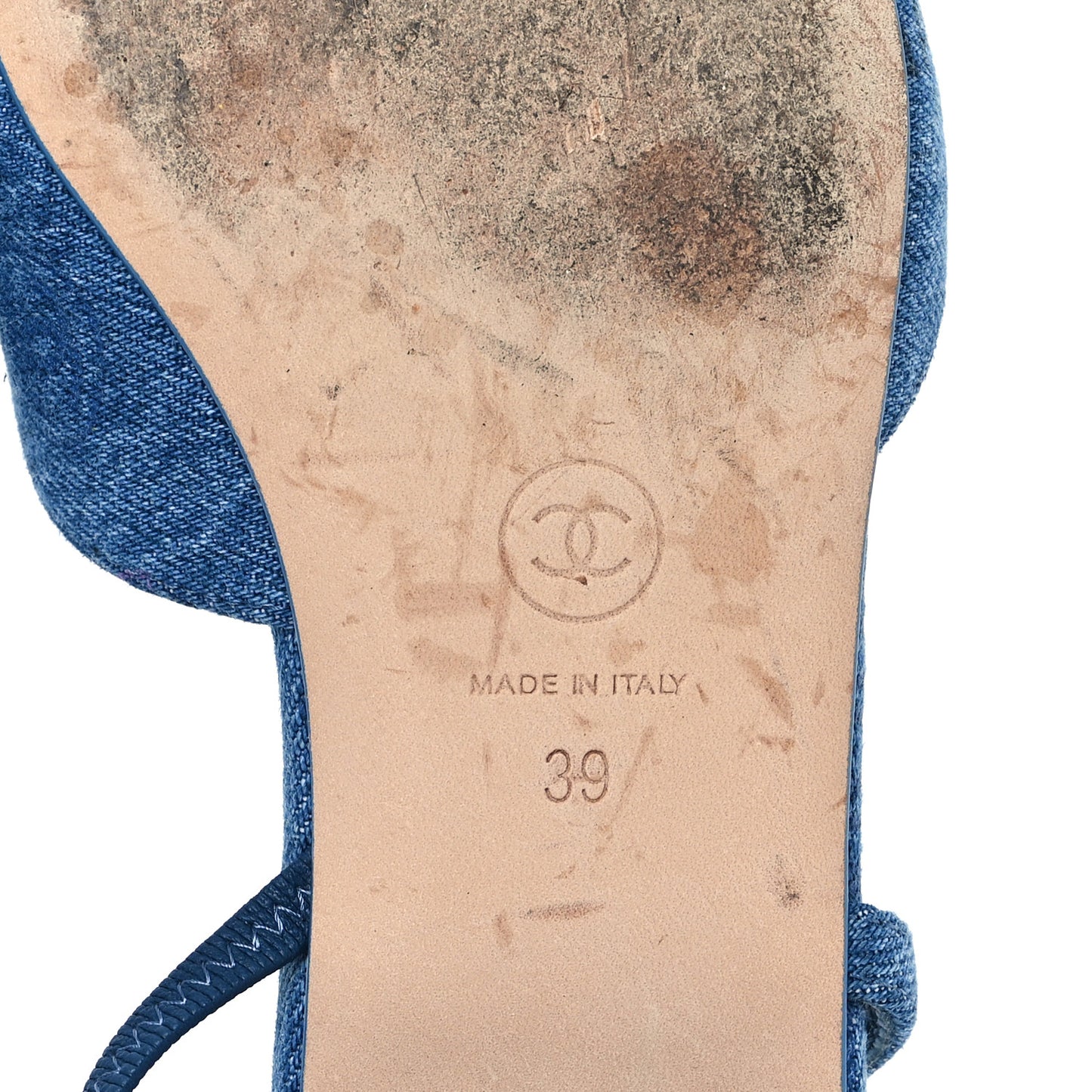 Denim Printed Denim Mood Cap Toe CC Slingback Flats 39 Light Blue Multicolor