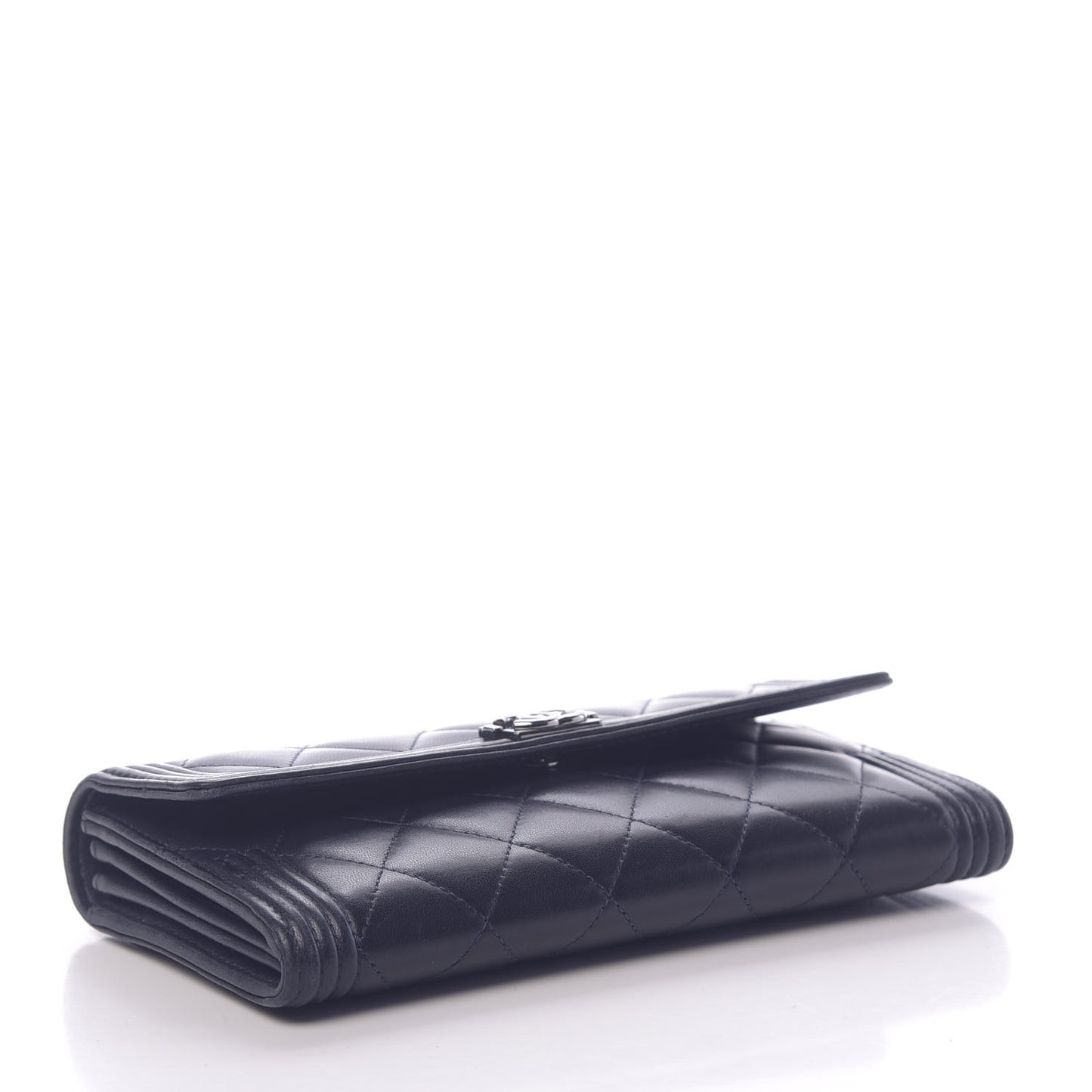 Lambskin Quilted Boy Flap Wallet Blue
