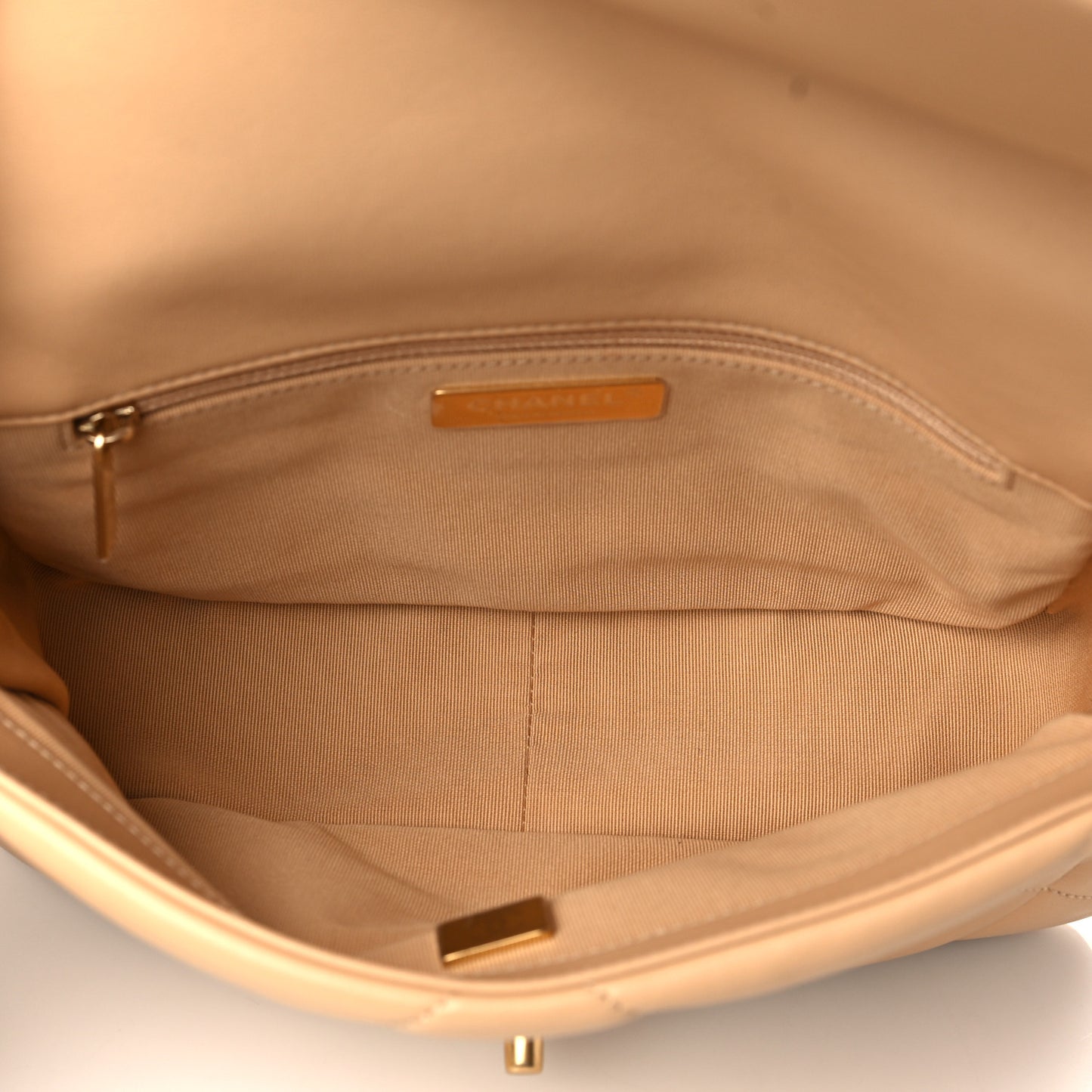 Lambskin Quilted Medium Chanel 19 Flap Beige