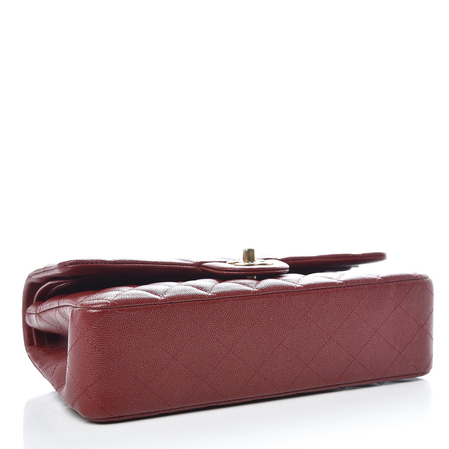 Iridescent Caviar Quilted Medium Double Flap Burgundy