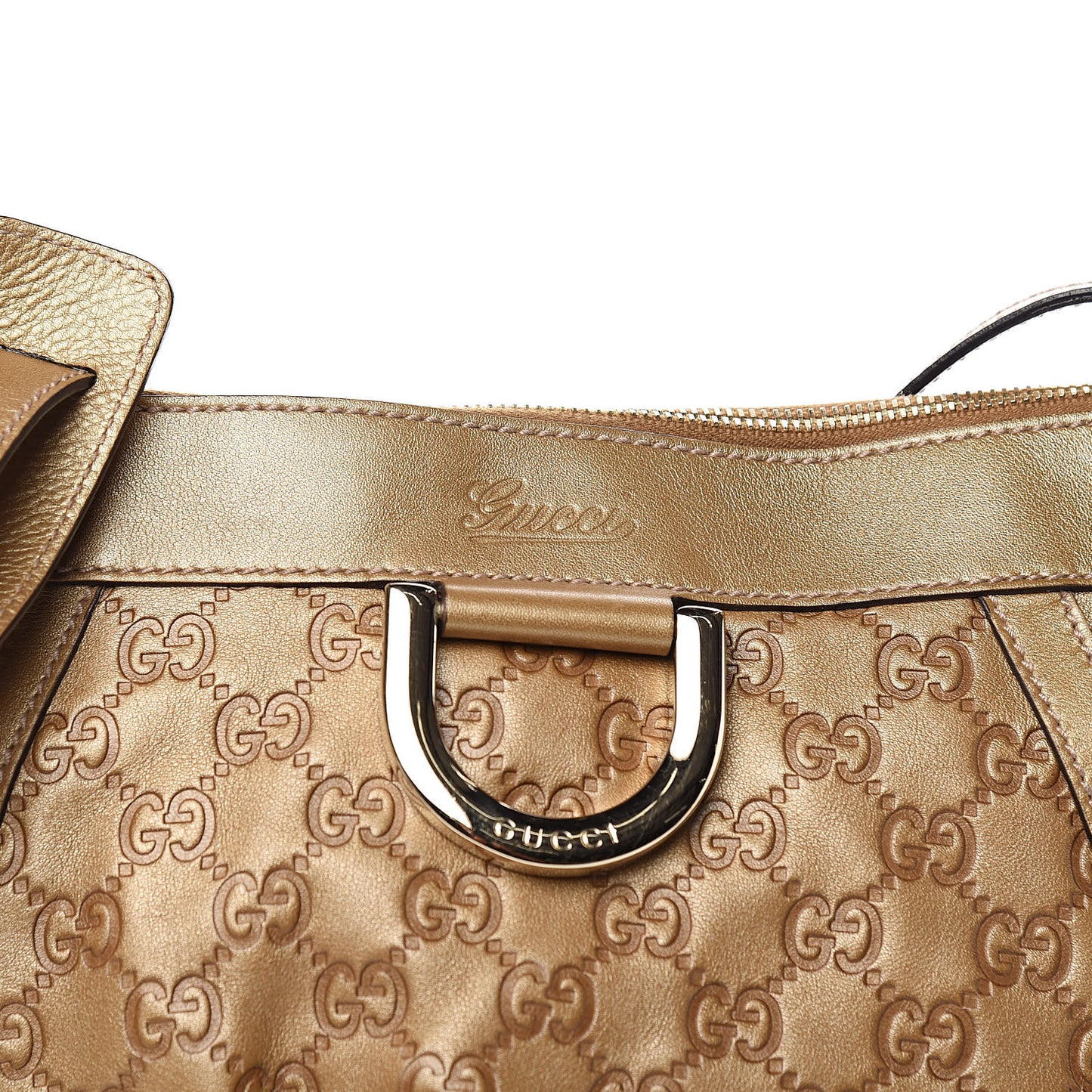 Guccissima Small D Ring Messenger Gold