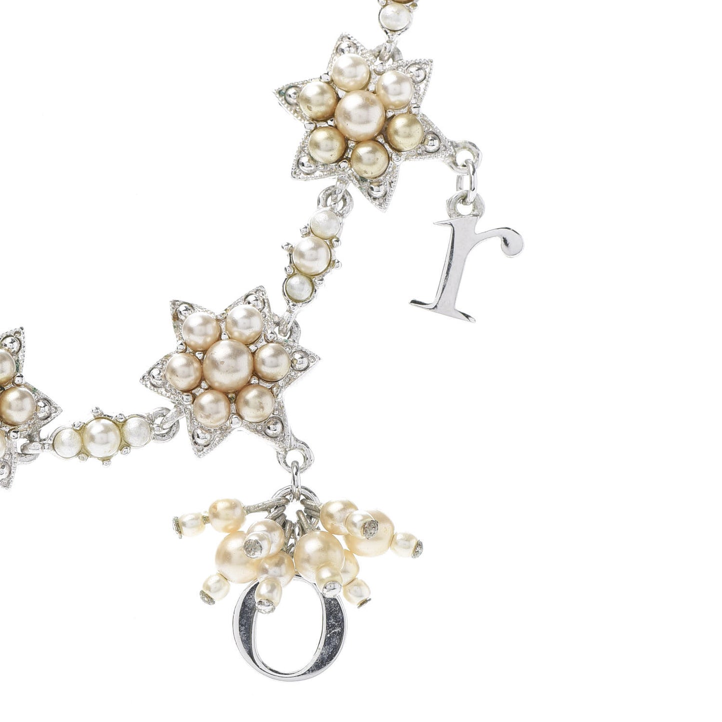 Pearl Star Logo Charm Necklace Silver