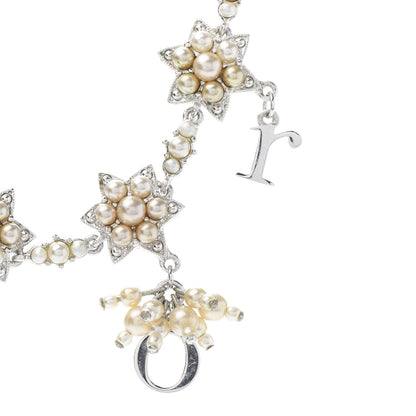Christian Dior Pearl Star Logo Charm Necklace Silver 5 of 7