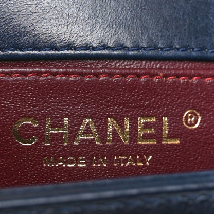 Chanel Calfskin Embossed Small Paris Salzburg Boy Flap Navy 5 of 10