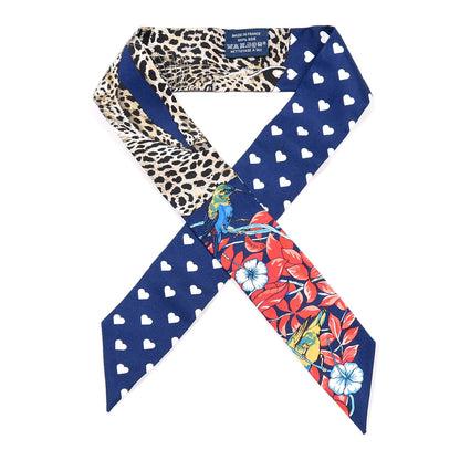 Hermes Silk Jungle Love Twilly Marine Rouge Brun 1 of 5