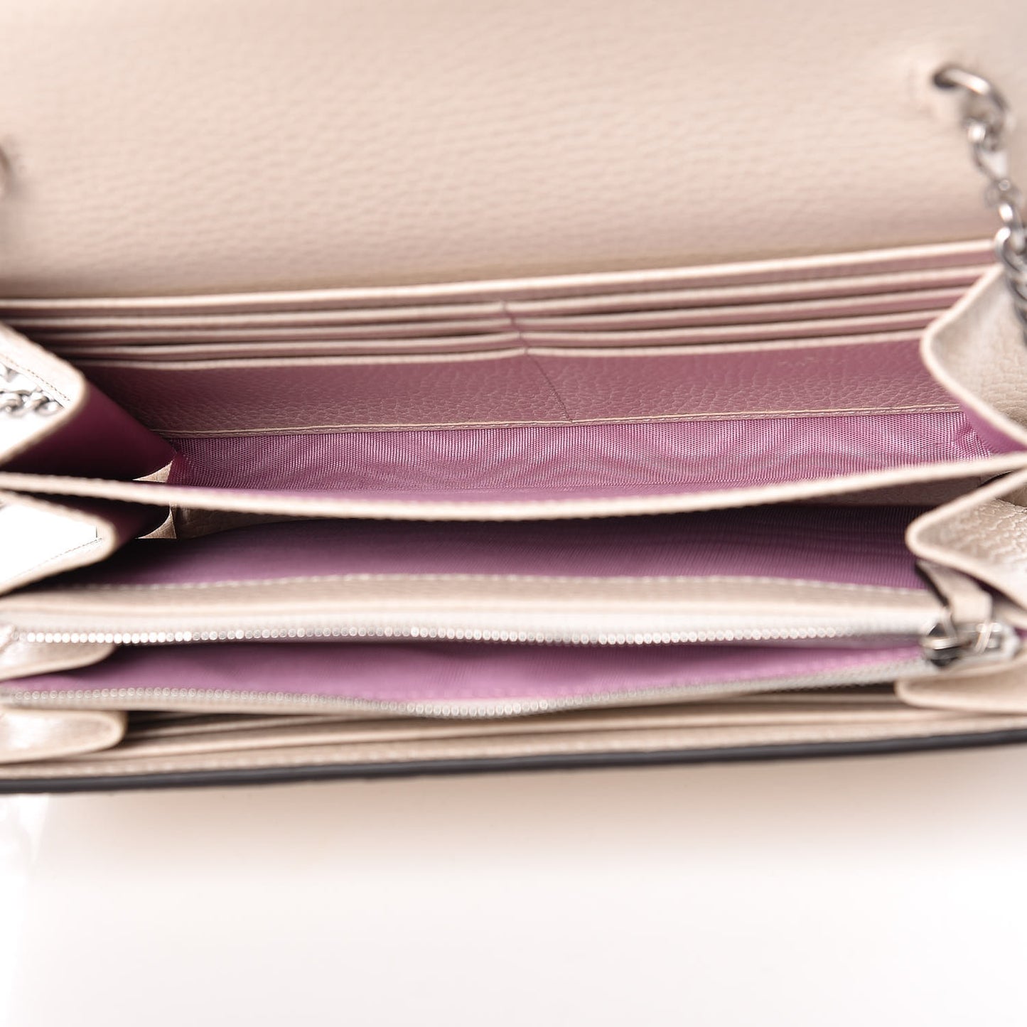 Dollar Calfskin Mini Dionysus Chain Wallet Mystic White