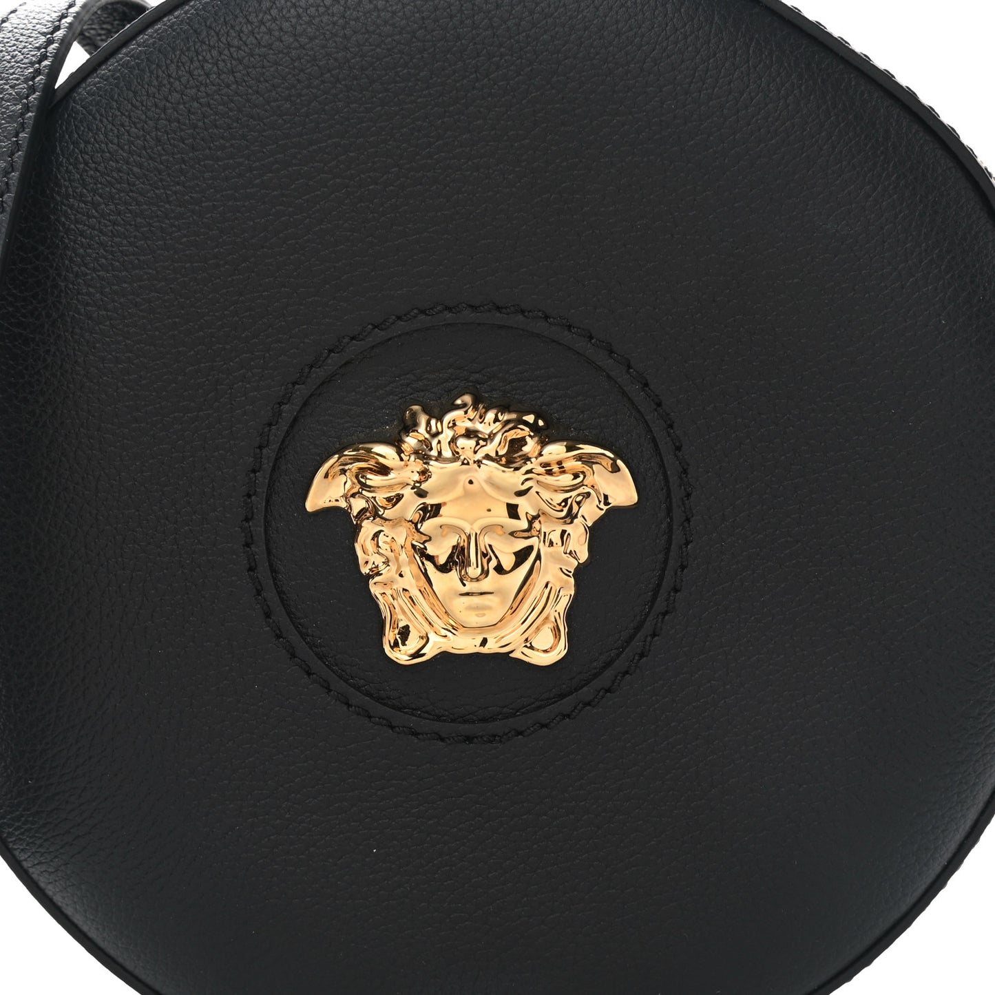 Calfskin La Medusa Round Camera Bag Black