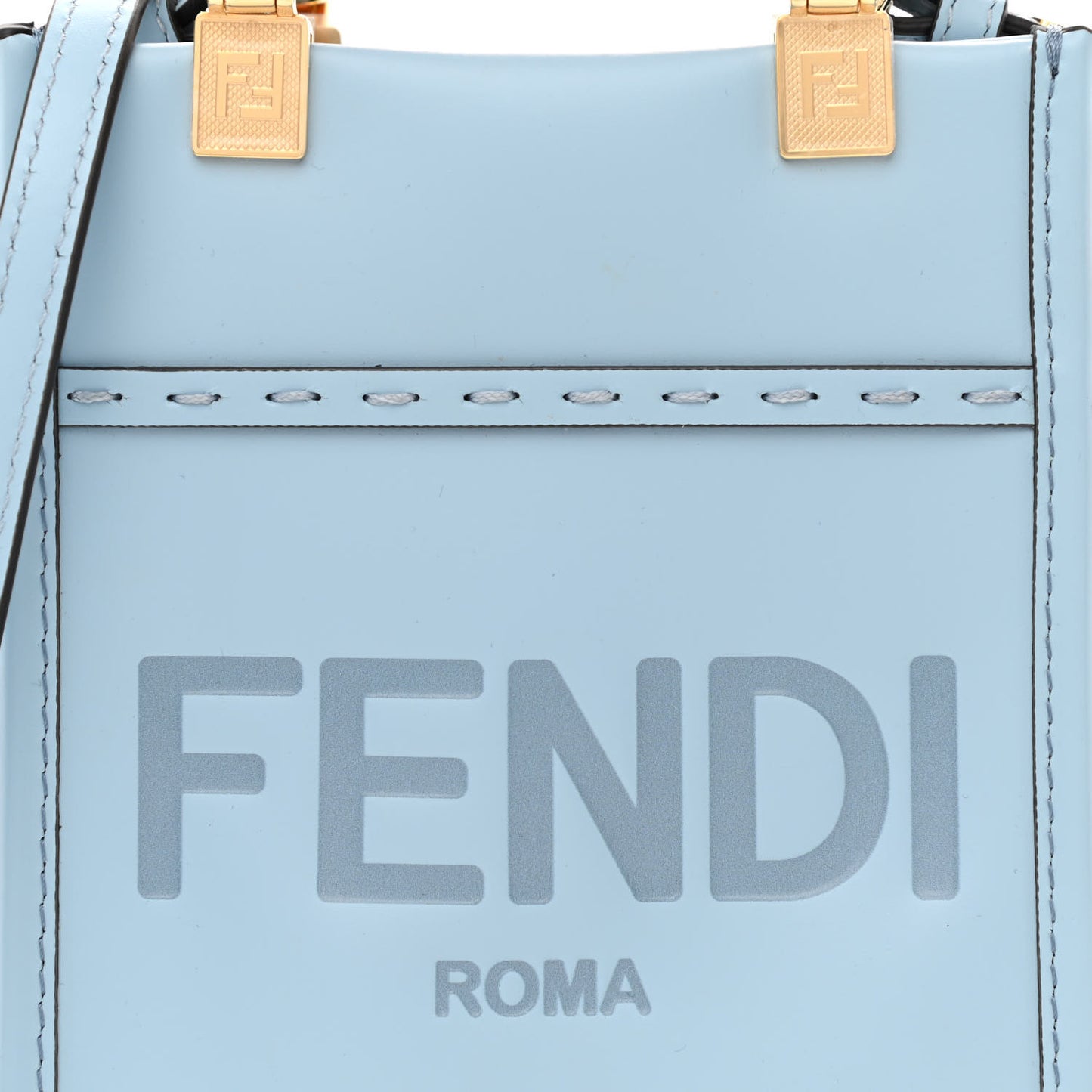 Vitello King Plexiglass Logo Embossed Mini Fendi Sunshine Shopper Tote Azzurro Baby