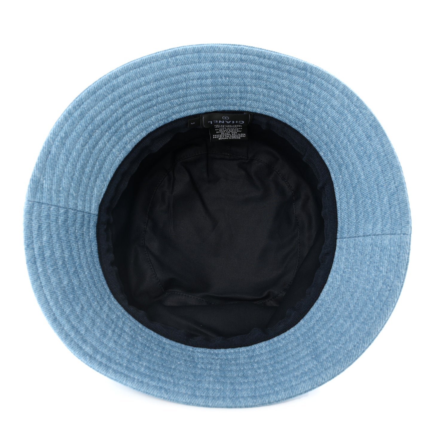 Denim Sequin Cloche Logo Bucket Hat S Blue