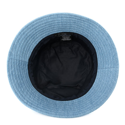 Chanel Denim Sequin Cloche Logo Bucket Hat S Blue 6 of 8