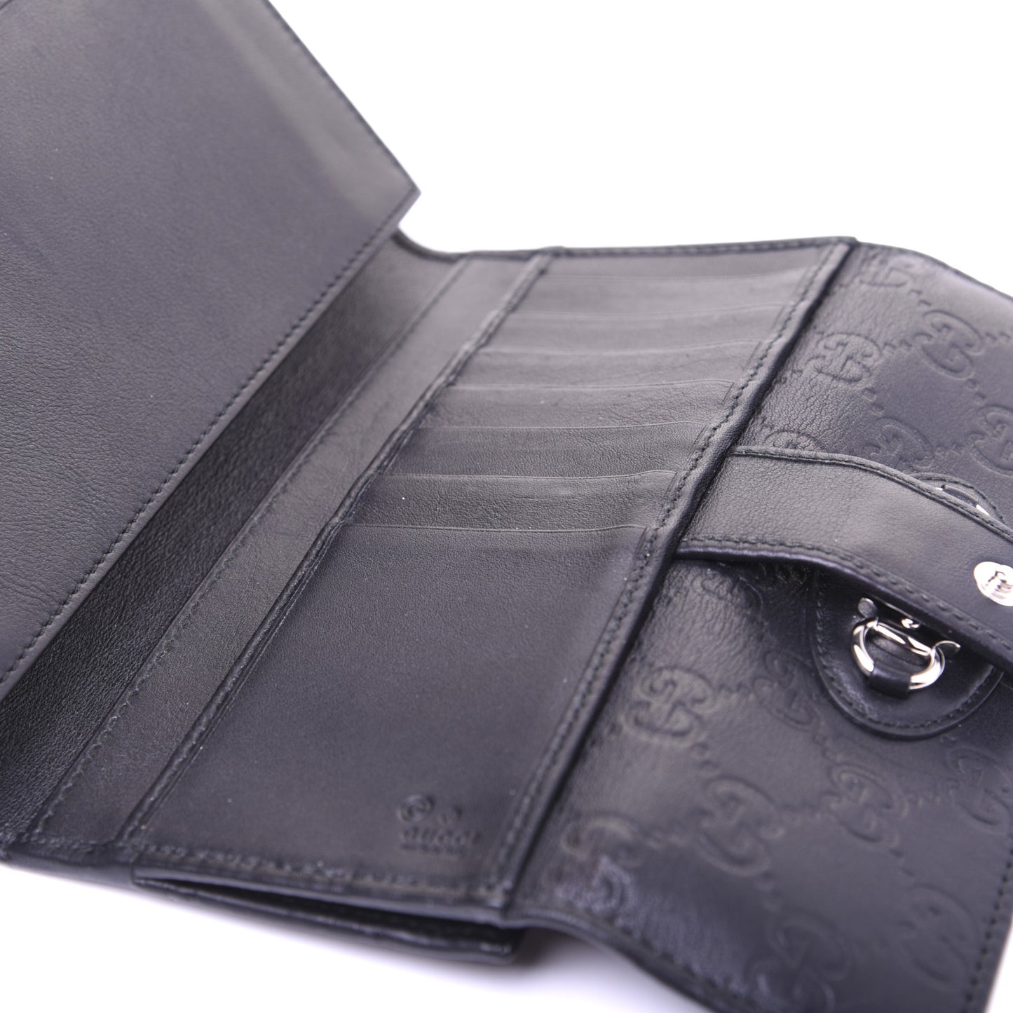 Guccissima Punch Continental Flap Wallet Black