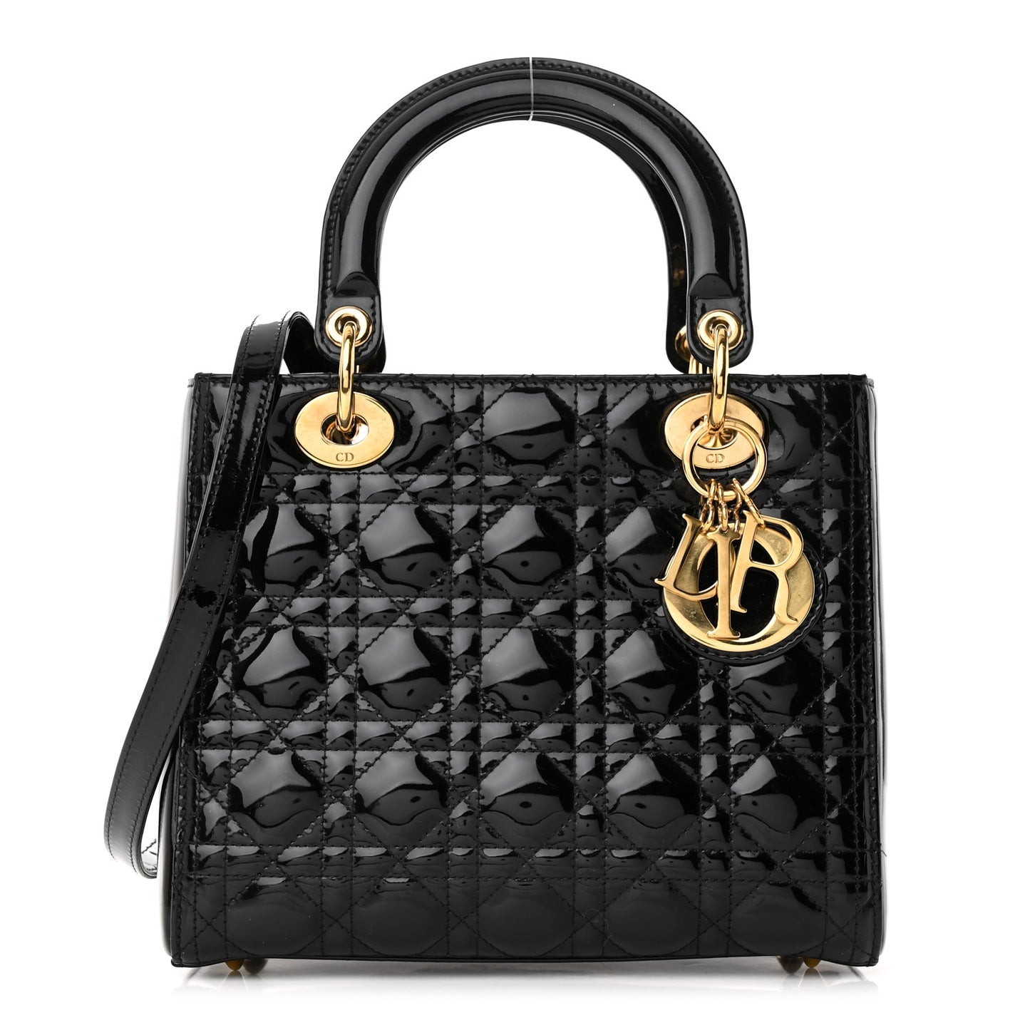 Patent Cannage Medium Lady Dior Black