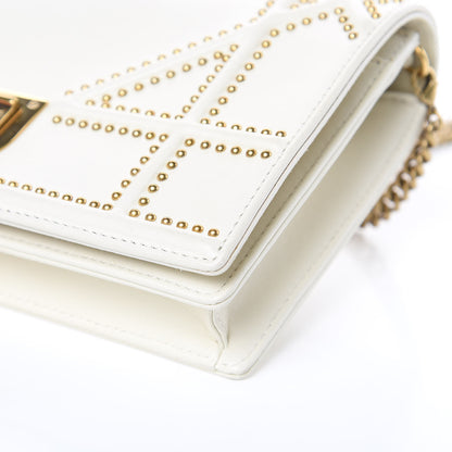 Christian Dior Calfskin Studded Diorama Wallet on Chain Pouch Off White 8 of 12