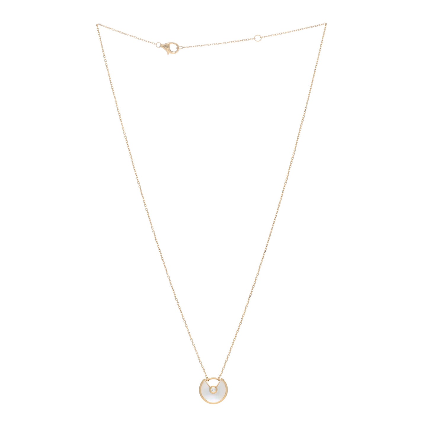 18K Yellow Gold Diamond Mother of Pearl XS Amulette de Cartier Pendant Necklace