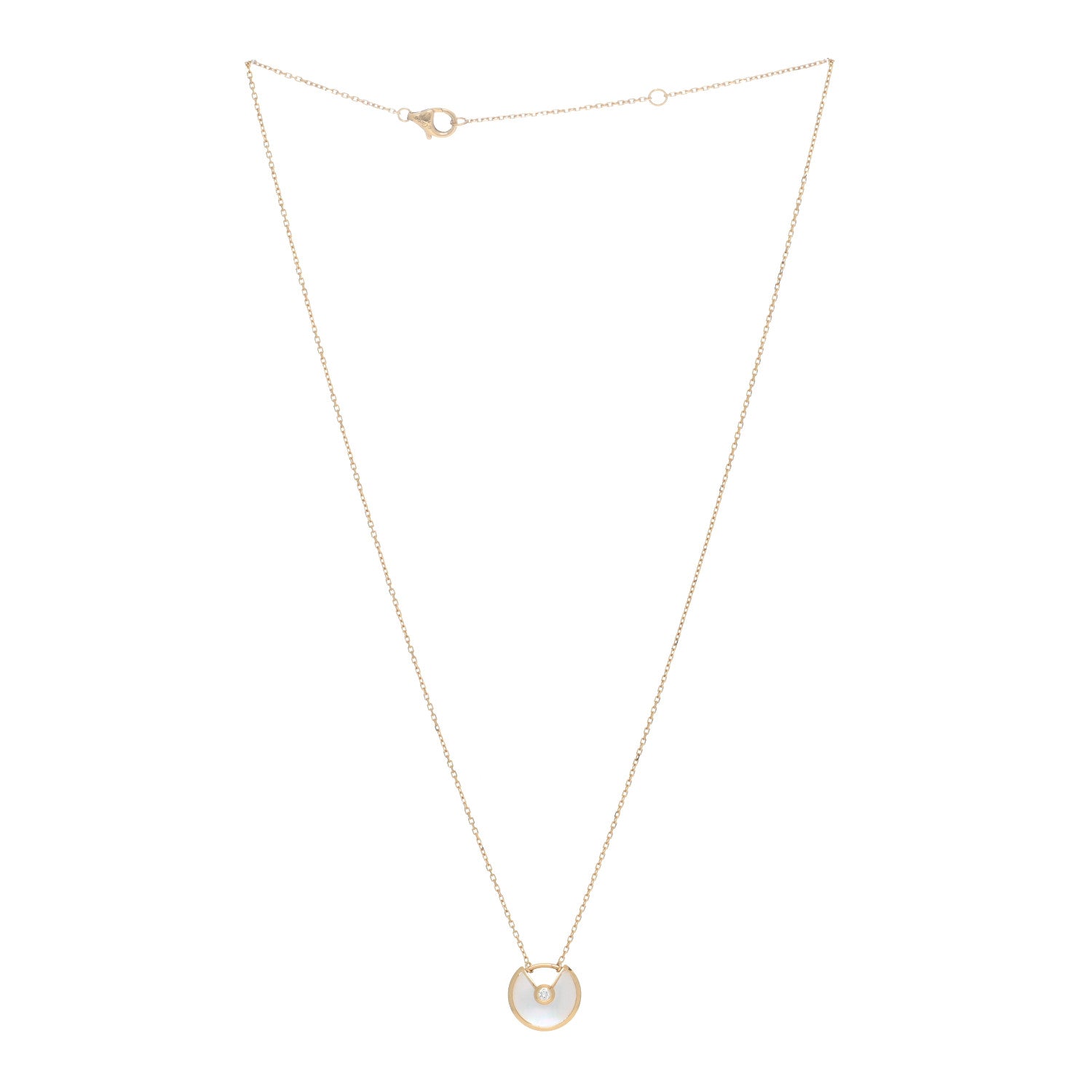 Cartier 18K Yellow Gold Diamond Mother of Pearl XS Amulette de Cartier Pendant Necklace 2 of 5