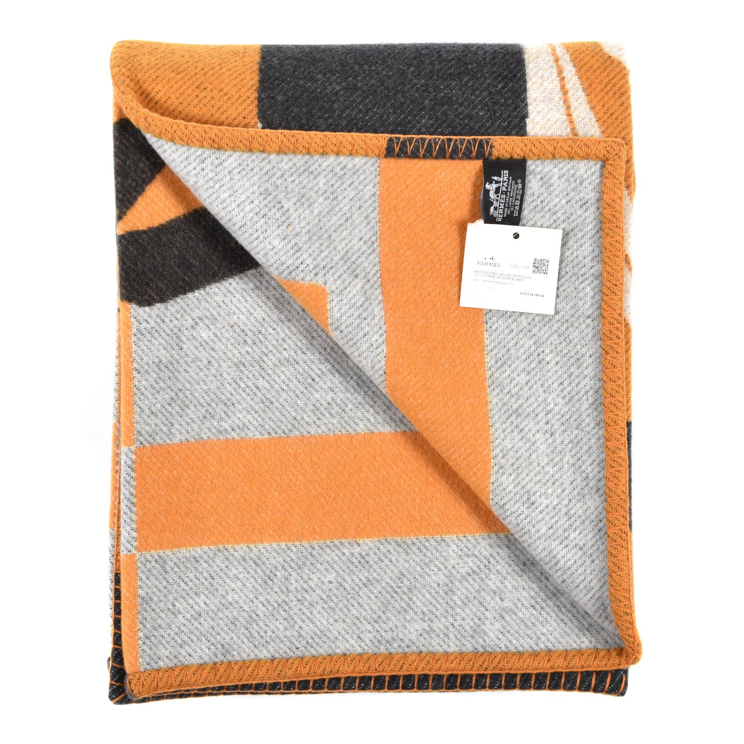 Hermes Wool Cashmere Brandebourgs Blanket Ambre Anthracite 2 of 3