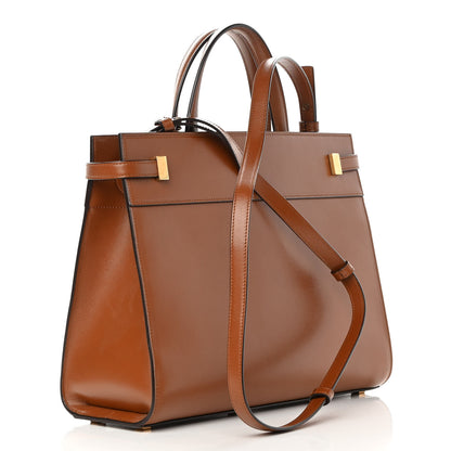 Saint Laurent Calfskin Small Manhattan Shopper Tote Brick Ebony Dark 3 of 17