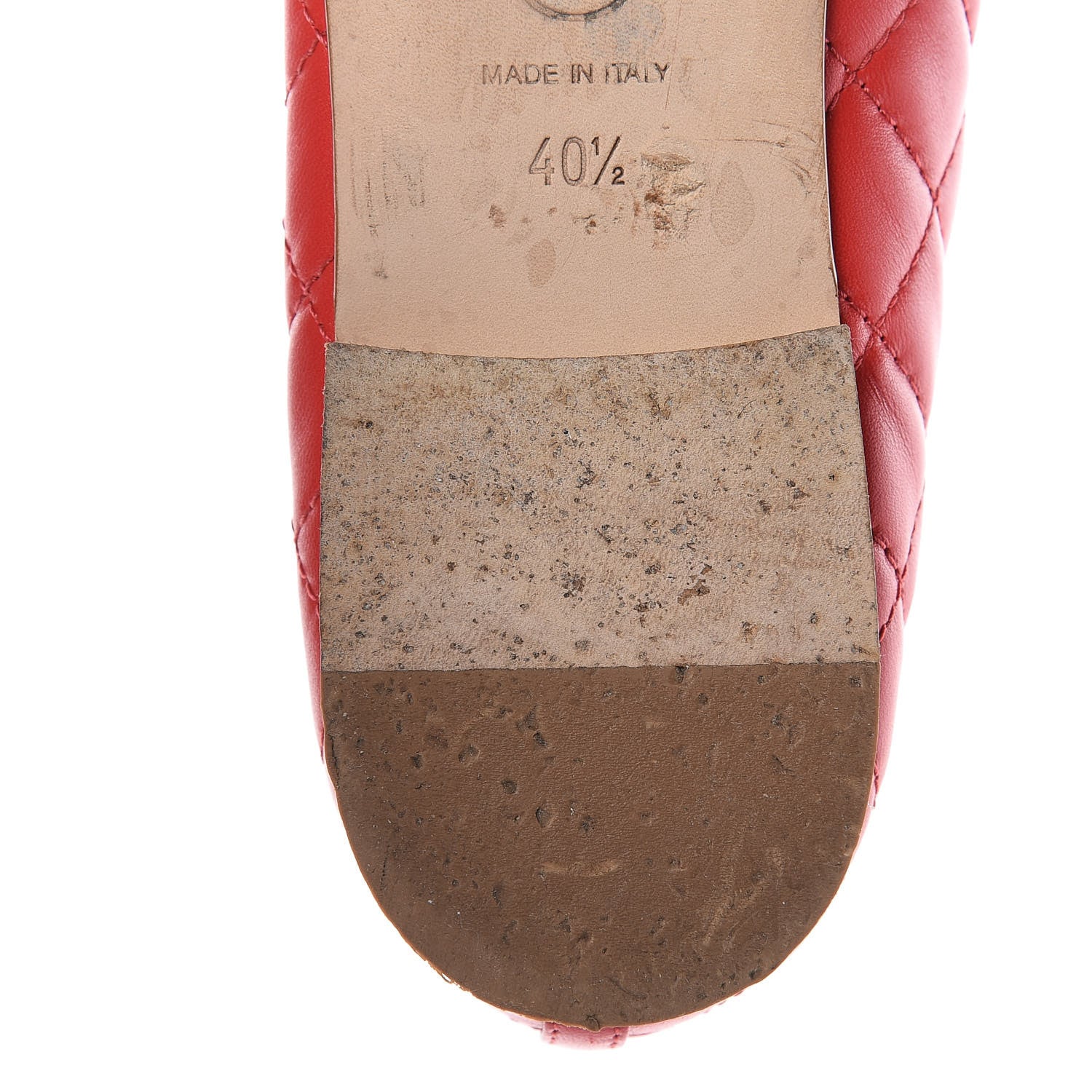 Chanel Lambskin Quilted Cap Toe CC Ballerina Flats 40.5 Light Red 11 of 12